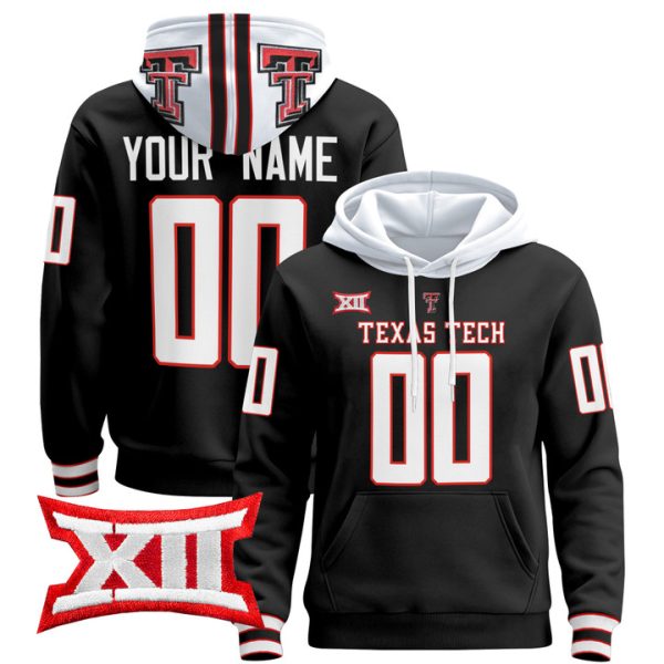 Texas Tech Red Raiders 2024 Custom Pullover Stitched Hoodie - Black