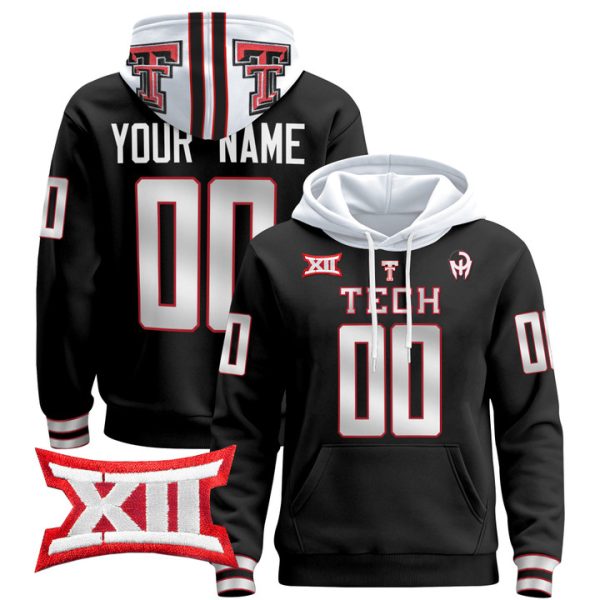 Texas Tech Red Raiders 2024 Custom Pullover Stitched Hoodie - Black