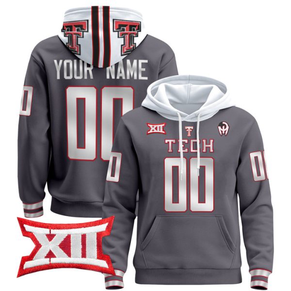 Texas Tech Red Raiders 2024 Custom Pullover Stitched Hoodie - Gray