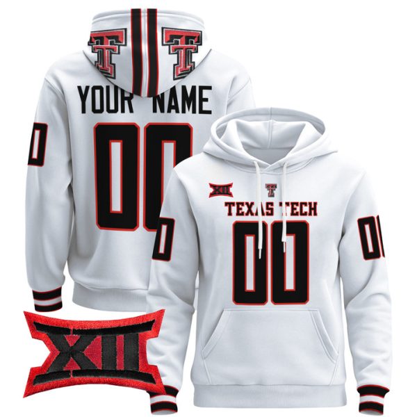 Texas Tech Red Raiders 2024 Custom Pullover Stitched Hoodie - White