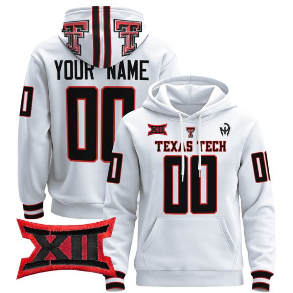 Texas Tech Red Raiders 2024 Custom Pullover Stitched Hoodie - White Limited