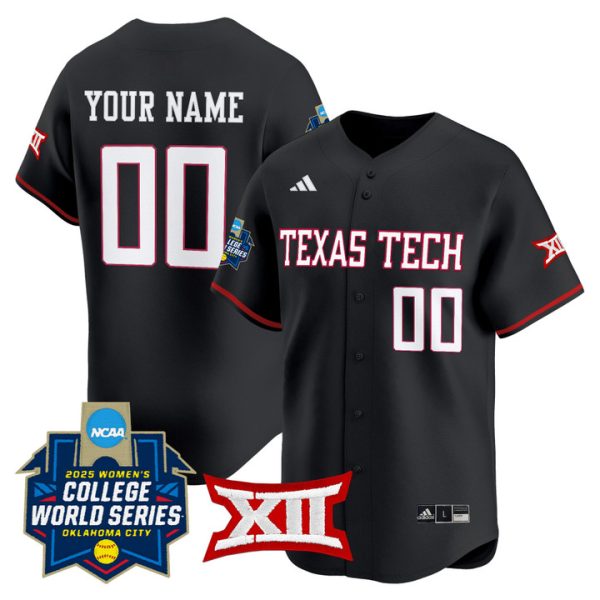Texas Tech Red Raiders Softball 2025 World Series (WCWS) Vapor Premier Limited Custom Jersey Stitched Black