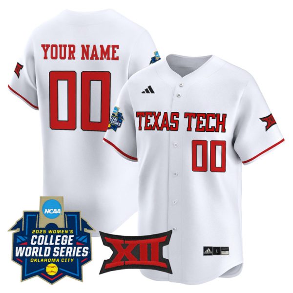 Texas Tech Red Raiders Softball 2025 World Series (WCWS) Vapor Premier Limited Custom Jersey Stitched White