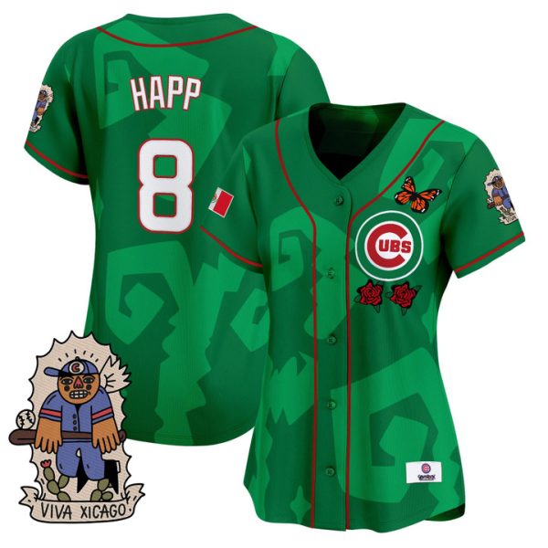 Women's 2025 Chicago Cubs Mexican Heritage Vapor Premier Limited Jersey - Stitched Green Ian Happ