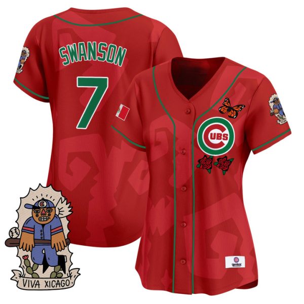 Women's 2025 Chicago Cubs Mexican Heritage Vapor Premier Limited Jersey - Stitched Red Dansby Swanson