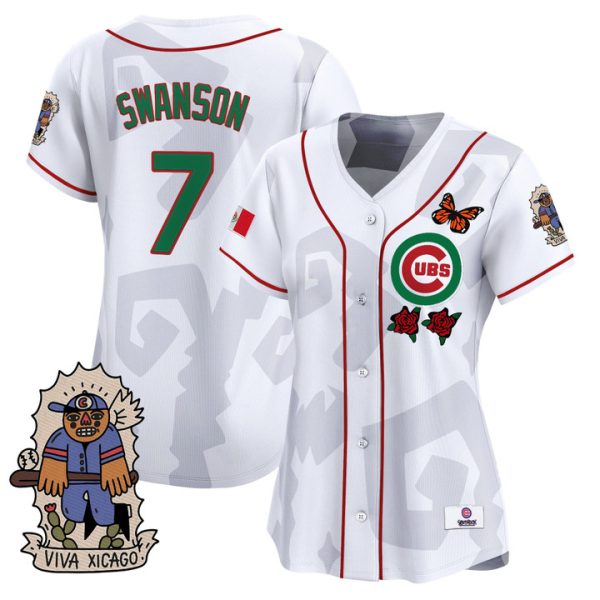 Women's 2025 Chicago Cubs Mexican Heritage Vapor Premier Limited Jersey - Stitched White Dansby Swanson