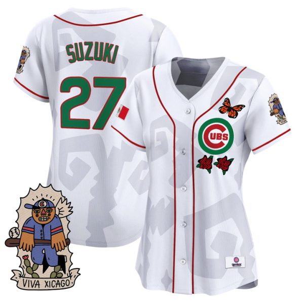 Women's 2025 Chicago Cubs Mexican Heritage Vapor Premier Limited Jersey - Stitched White Seiya Suzuki