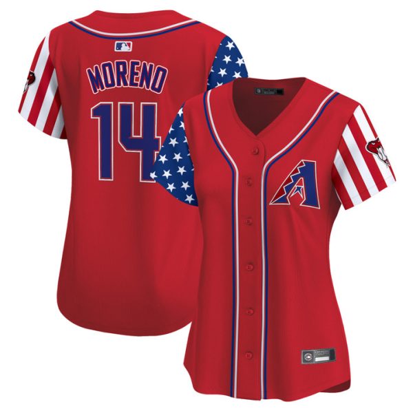 Women's Arizona Diamondbacks 2025 Independence Day Vapor Premier Limited Jersey Stitched Red Gabriel Moreno