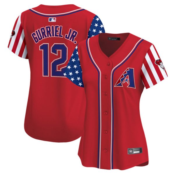 Women's Arizona Diamondbacks 2025 Independence Day Vapor Premier Limited Jersey Stitched Red Lourdes Gurriel Jr.