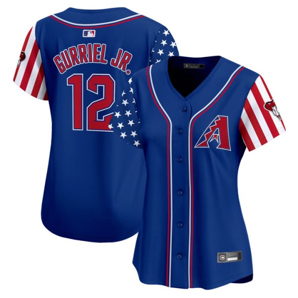 Women's Arizona Diamondbacks 2025 Independence Day Vapor Premier Limited Jersey Stitched Royal Lourdes Gurriel Jr.