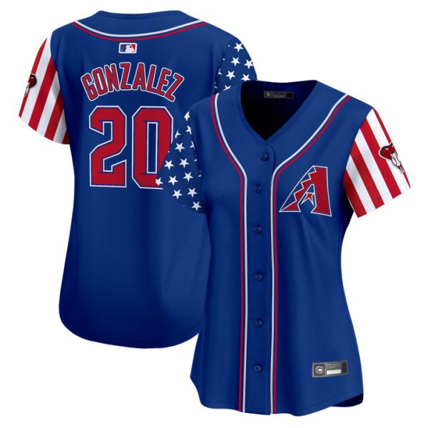 Women's Arizona Diamondbacks 2025 Independence Day Vapor Premier Limited Jersey Stitched Royal Luis Gonzalez