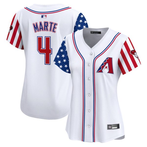 Women's Arizona Diamondbacks 2025 Independence Day Vapor Premier Limited Jersey Stitched White Ketel Marte
