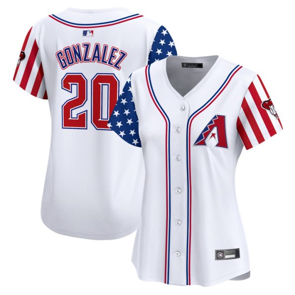 Women's Arizona Diamondbacks 2025 Independence Day Vapor Premier Limited Jersey Stitched White Luis Gonzalez