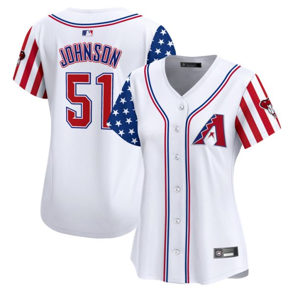 Women's Arizona Diamondbacks 2025 Independence Day Vapor Premier Limited Jersey Stitched White Randy Johnson