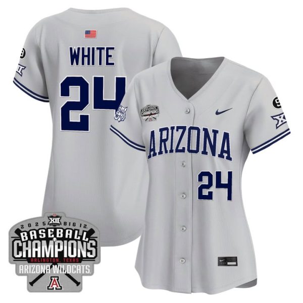 Women's Arizona Wildcats 2025 Big 12 Champions Vapor Premier Limited Jersey Stitched Gray Mason White