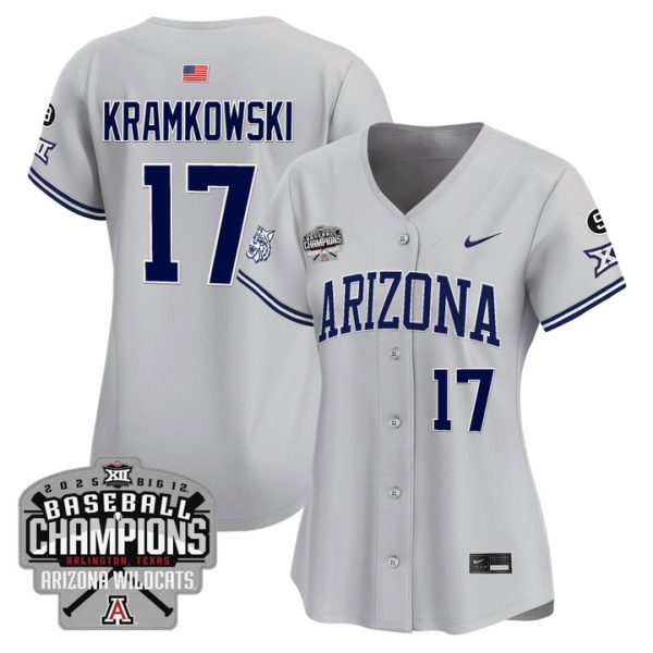 Women's Arizona Wildcats 2025 Big 12 Champions Vapor Premier Limited Jersey Stitched Gray Owen Kramkowski