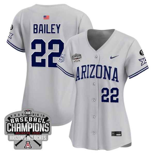 Women's Arizona Wildcats 2025 Big 12 Champions Vapor Premier Limited Jersey Stitched Gray Smith Bailey
