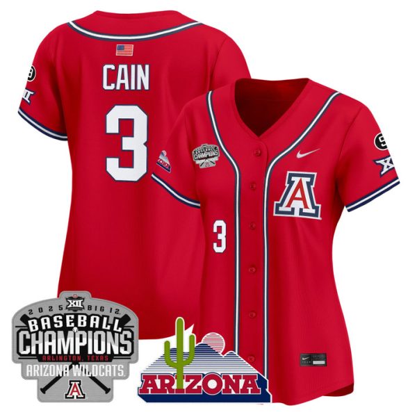 Women's Arizona Wildcats 2025 Big 12 Champions Vapor Premier Limited Jersey Stitched Red Andrew Cain