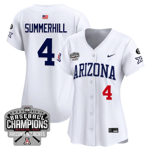 Women's Arizona Wildcats 2025 Big 12 Champions Vapor Premier Limited Jersey Stitched White Brendan Summerhill
