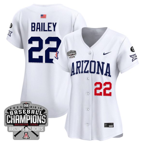 Women's Arizona Wildcats 2025 Big 12 Champions Vapor Premier Limited Jersey Stitched White Smith Bailey