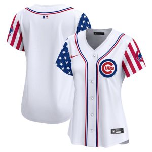 Women's Chicago Cubs 2025 Independence Day Vapor Premier Limited Jersey Stitched White Team