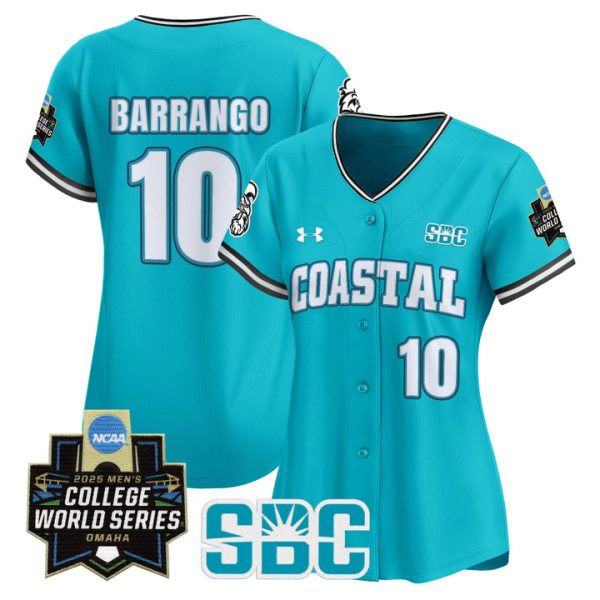 Women's Coastal Carolina Chanticleers 2025 World Series Vapor Premier Limited Jersey Stitched Teal Ty Barrango