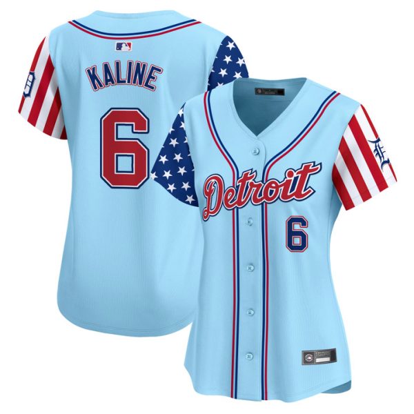 Women's Detroit Tigers 2025 Independence Day Vapor Premier Limited Jersey Stitched Blue Al Kaline