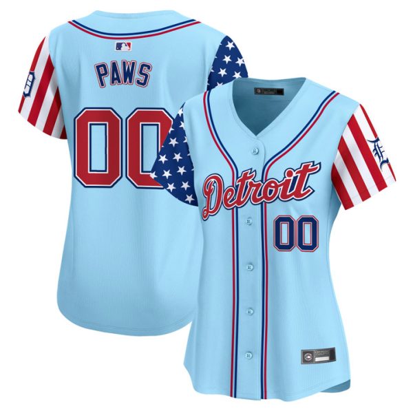 Women's Detroit Tigers 2025 Independence Day Vapor Premier Limited Jersey Stitched Blue Paws