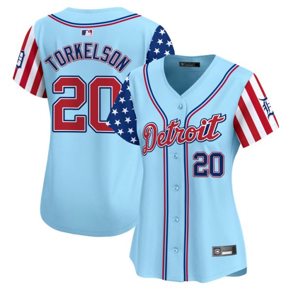 Women's Detroit Tigers 2025 Independence Day Vapor Premier Limited Jersey Stitched Blue Spencer Torkelson