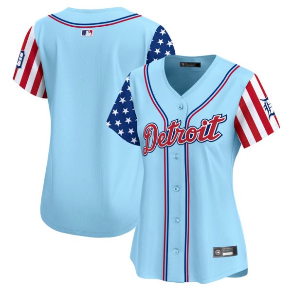Women's Detroit Tigers 2025 Independence Day Vapor Premier Limited Jersey Stitched Blue Team