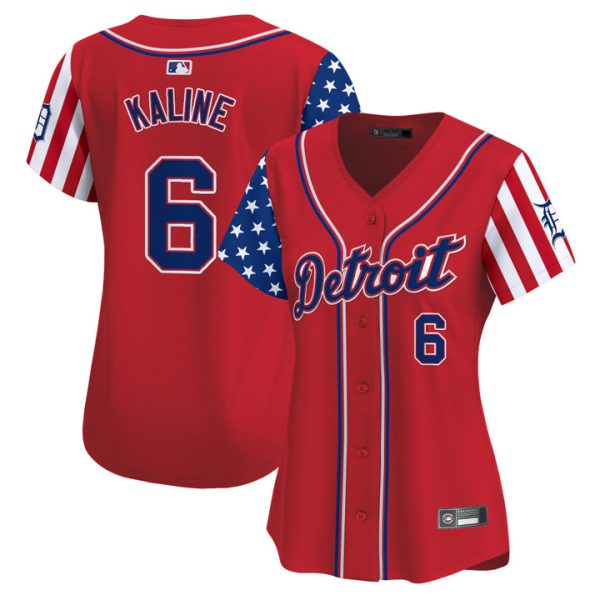 Women's Detroit Tigers 2025 Independence Day Vapor Premier Limited Jersey Stitched Red Al Kaline