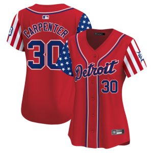 Women's Detroit Tigers 2025 Independence Day Vapor Premier Limited Jersey Stitched Red Kerry Carpenter