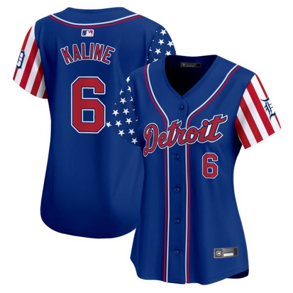 Women's Detroit Tigers 2025 Independence Day Vapor Premier Limited Jersey Stitched Royal Al Kaline