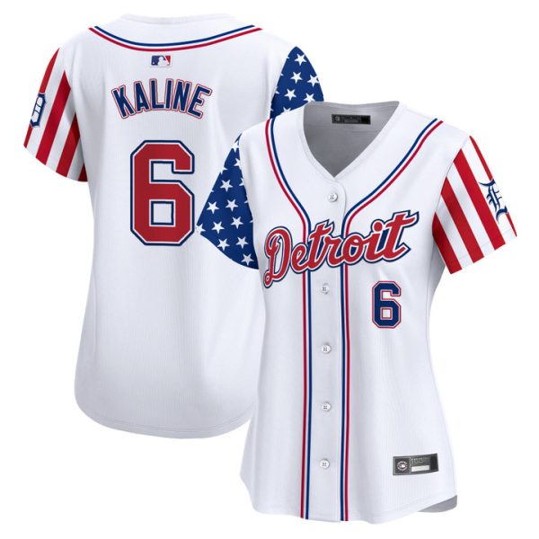 Women's Detroit Tigers 2025 Independence Day Vapor Premier Limited Jersey Stitched White Al Kaline