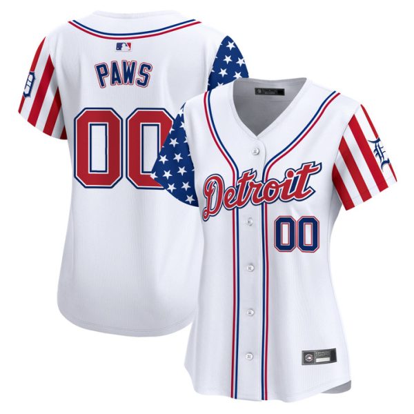 Women's Detroit Tigers 2025 Independence Day Vapor Premier Limited Jersey Stitched White Paws