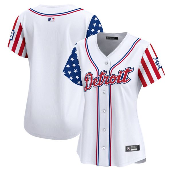 Women's Detroit Tigers 2025 Independence Day Vapor Premier Limited Jersey Stitched White Team