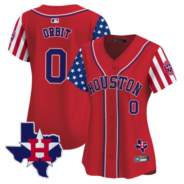 Women's Houston Astros 2025 Independence Day Vapor Premier Limited Jersey V2 Stitched Red Orbit