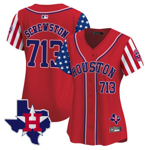 Women's Houston Astros 2025 Independence Day Vapor Premier Limited Jersey V2 Stitched Red Screwston 713