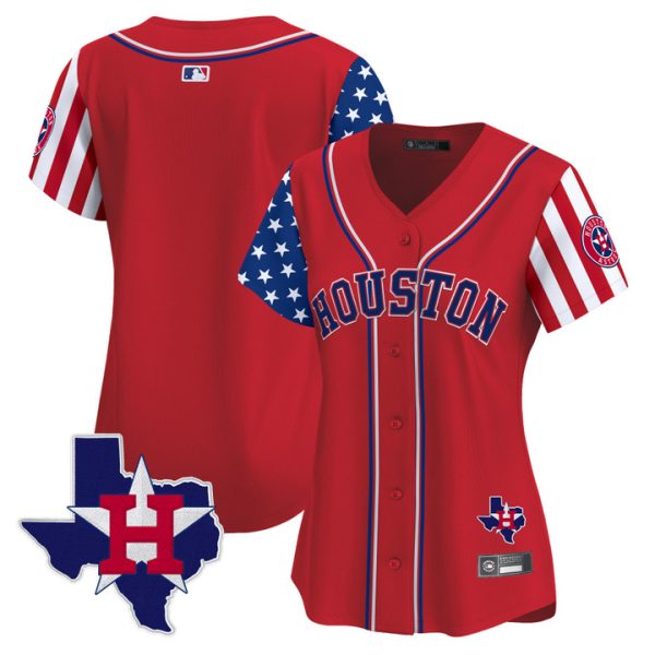 Women's Houston Astros 2025 Independence Day Vapor Premier Limited Jersey V2 Stitched Red Team