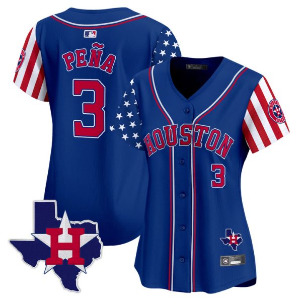 Women's Houston Astros 2025 Independence Day Vapor Premier Limited Jersey V2 Stitched Royal Jeremy Pena