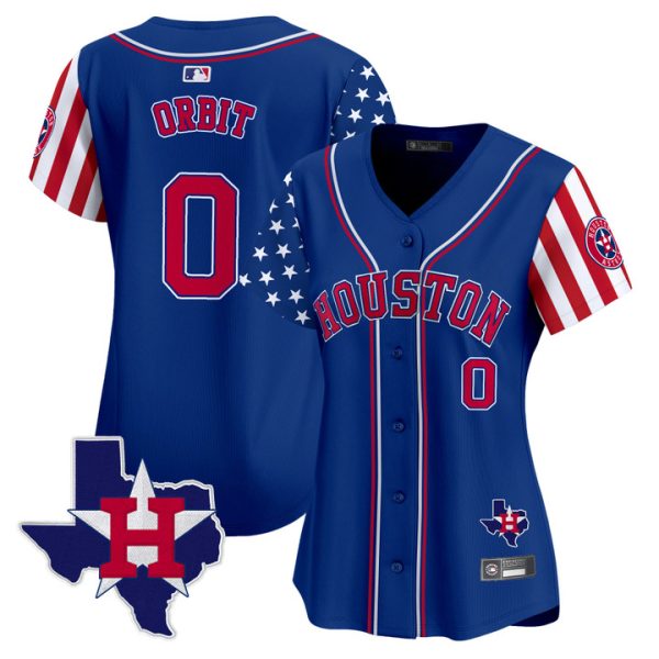 Women's Houston Astros 2025 Independence Day Vapor Premier Limited Jersey V2 Stitched Royal Orbit