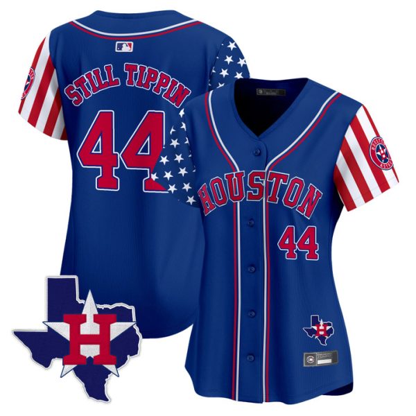 Women's Houston Astros 2025 Independence Day Vapor Premier Limited Jersey V2 Stitched Royal Still Tippin