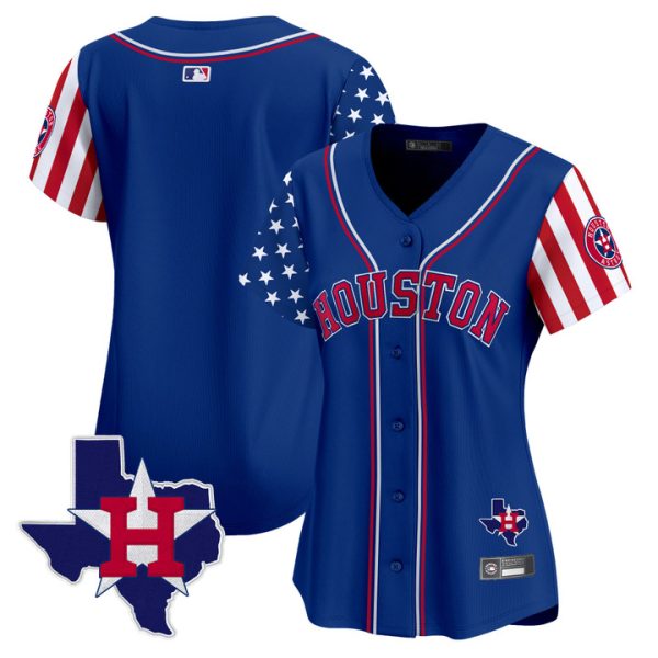 Women's Houston Astros 2025 Independence Day Vapor Premier Limited Jersey V2 Stitched Royal Team