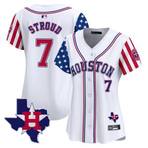 Women's Houston Astros 2025 Independence Day Vapor Premier Limited Jersey V2 Stitched White CJ Stroud