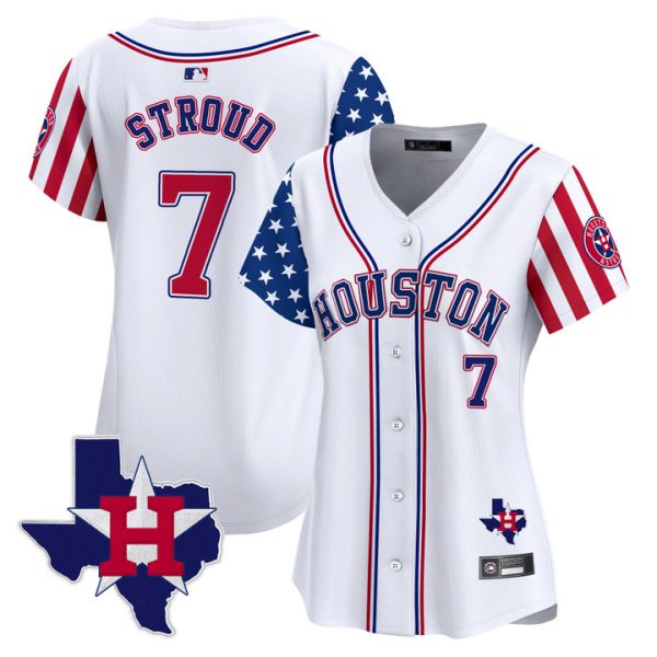 Women's Houston Astros 2025 Independence Day Vapor Premier Limited Jersey V2 Stitched White CJ Stroud