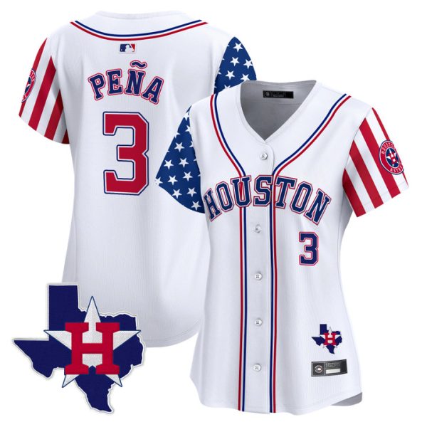 Women's Houston Astros 2025 Independence Day Vapor Premier Limited Jersey V2 Stitched White Jeremy Pena