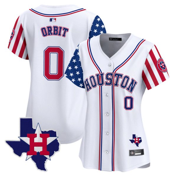Women's Houston Astros 2025 Independence Day Vapor Premier Limited Jersey V2 Stitched White Orbit