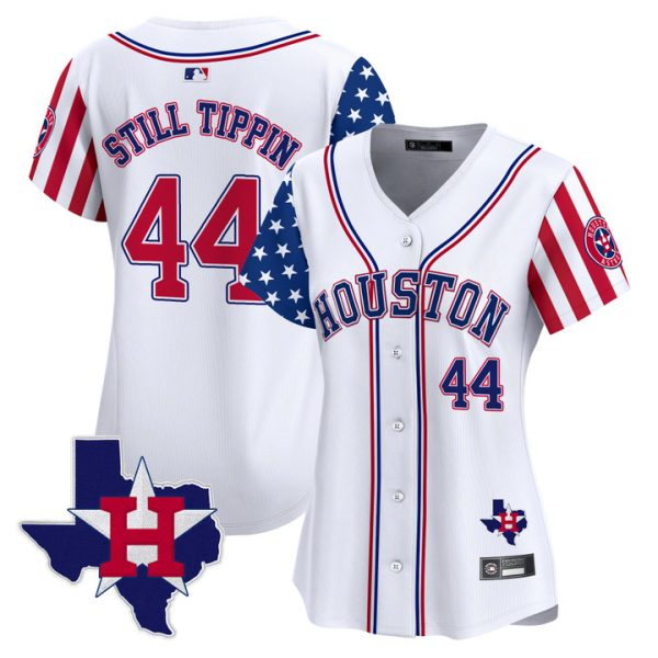 Women's Houston Astros 2025 Independence Day Vapor Premier Limited Jersey V2 Stitched White Still Tippin