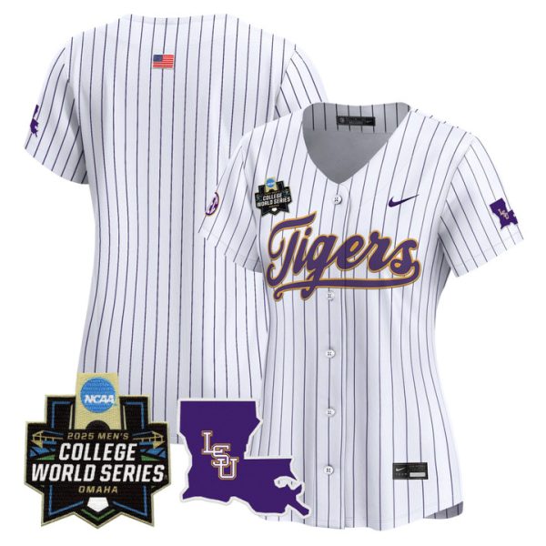 Women's LSU Tigers 2025 World Series Vapor Premier Limited Jersey Stitched Pinstripe Team