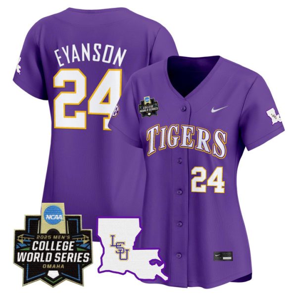 Women's LSU Tigers 2025 World Series Vapor Premier Limited Jersey Stitched Purple Anthony Eyanson